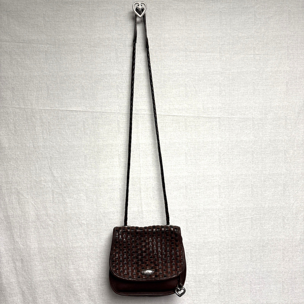 Vintage Brighton Brown Weaved Leather Crossbody Handbag